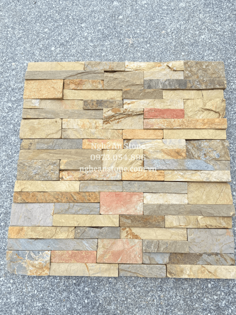 Đá ghép slate vàng lát sân Nghệ An Stone