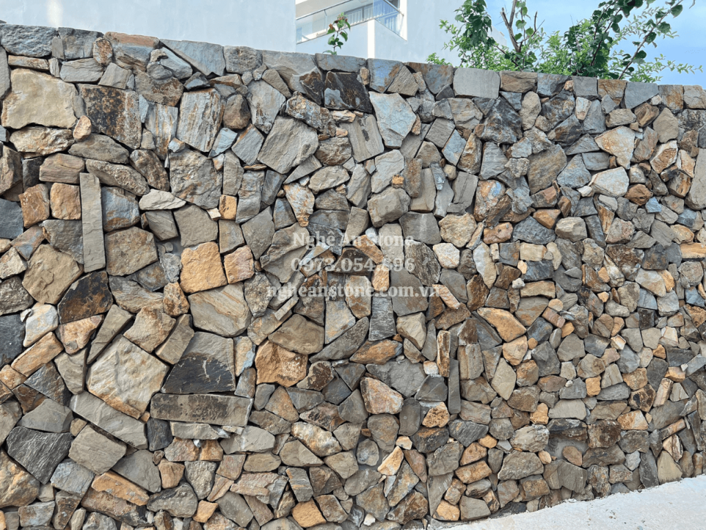 Đá rối slate vàng ốp tường Nghệ An Stone