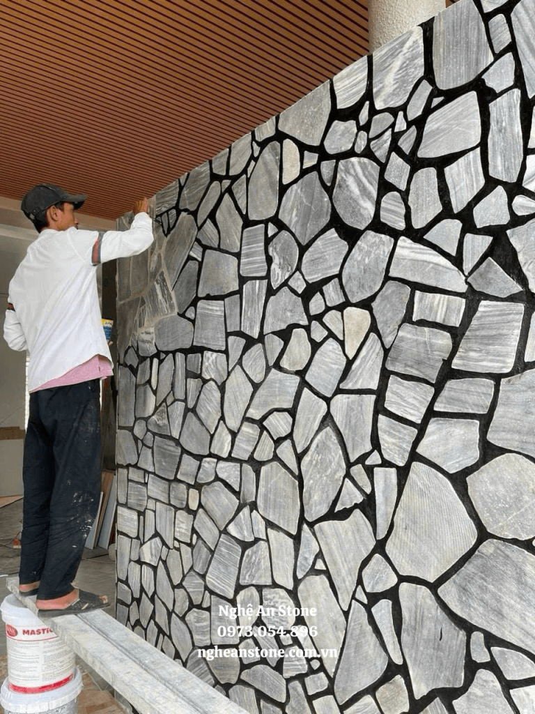 Đá ốp trang trí tự nhiên đá rối sọc dưa